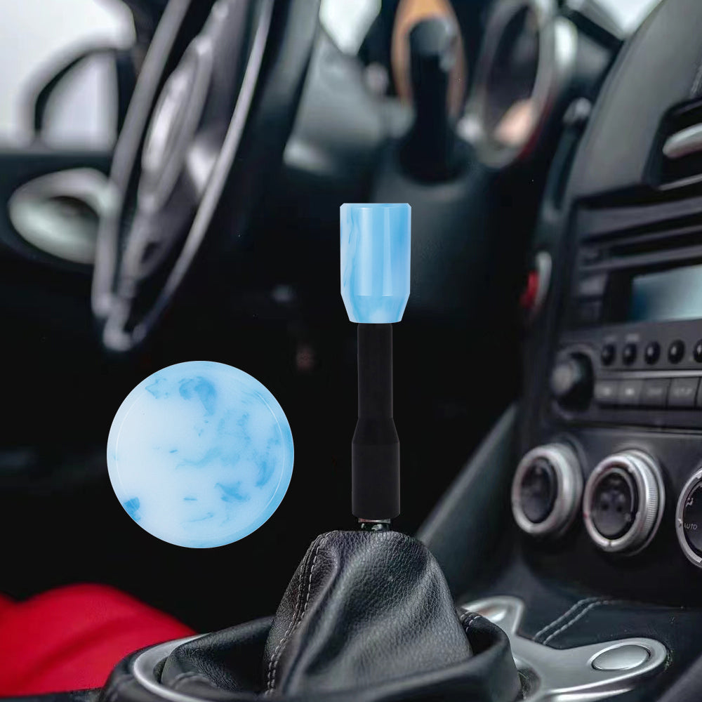 Brand New Universal JDM BLUE 6CM Marble Style Stick Manuel Gear Stick Shift Knob M8 M10 M12 & Black Shifter Extender Extension