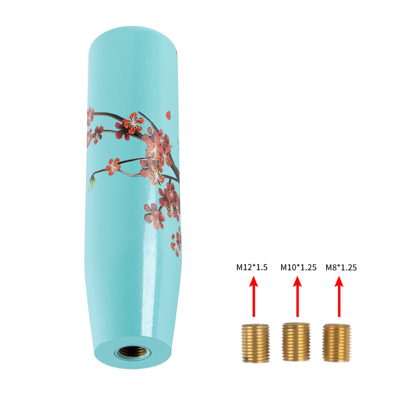 Brand New Universal 15CM Sakura Flowers Pearl Teal Long Stick Manual Car Gear Shift Knob Shifter M8 M10 M12