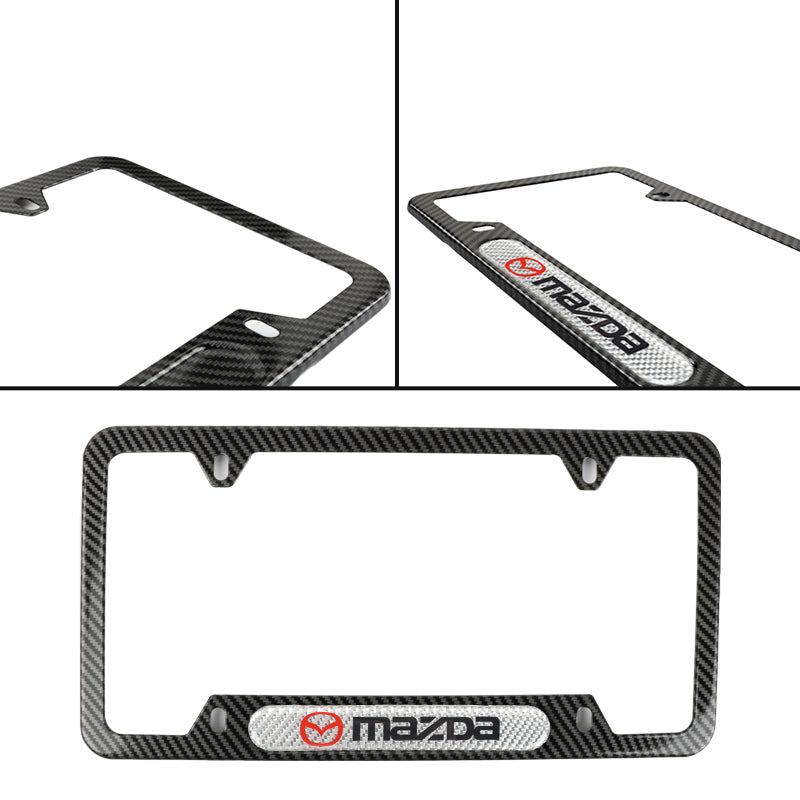 Brand New Universal 1PCS Mazda Carbon Fiber Look Metal License Plate Frame