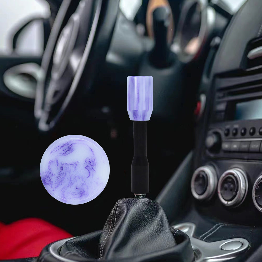 Brand New Universal JDM PURPLE 6CM Marble Style Stick Manuel Gear Stick Shift Knob M8 M10 M12 & Black Shifter Extender Extension