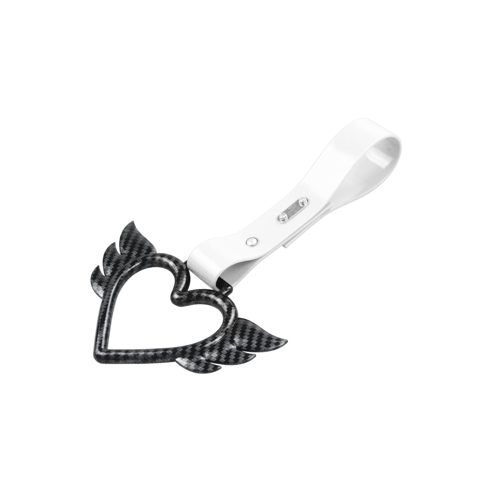 Brand New Angel Wing Heart Carbon Fiber JDM TSURIKAWA Ring Subway Train Bus Handle White Strap Charm Drift