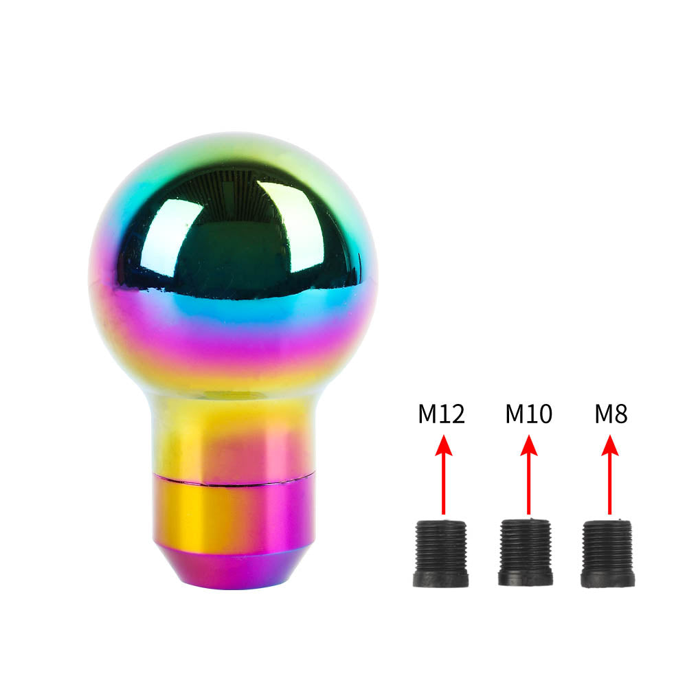 BRAND NEW UNIVERSAL MOMO Racing Universal Neo Chrome Aluminum Round Shift Knob Lever Knob M8 M10 M12