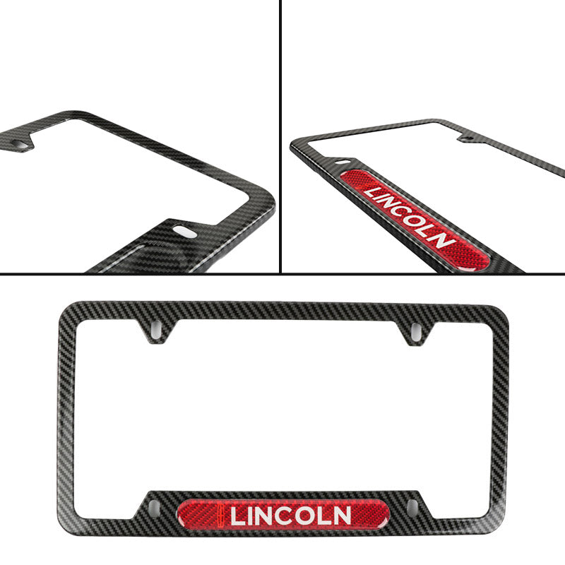 Brand New Universal 1PCS Lincoln Carbon Fiber Look Metal License Plate Frame