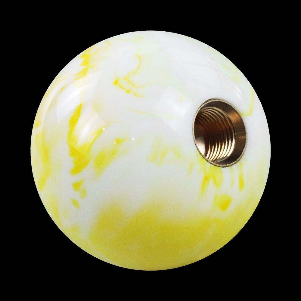 Brand New Universal Mix Pearl White/Yellow Round Ball Shift Knob Car Gear MT Manual Shifter M8 M10 M12