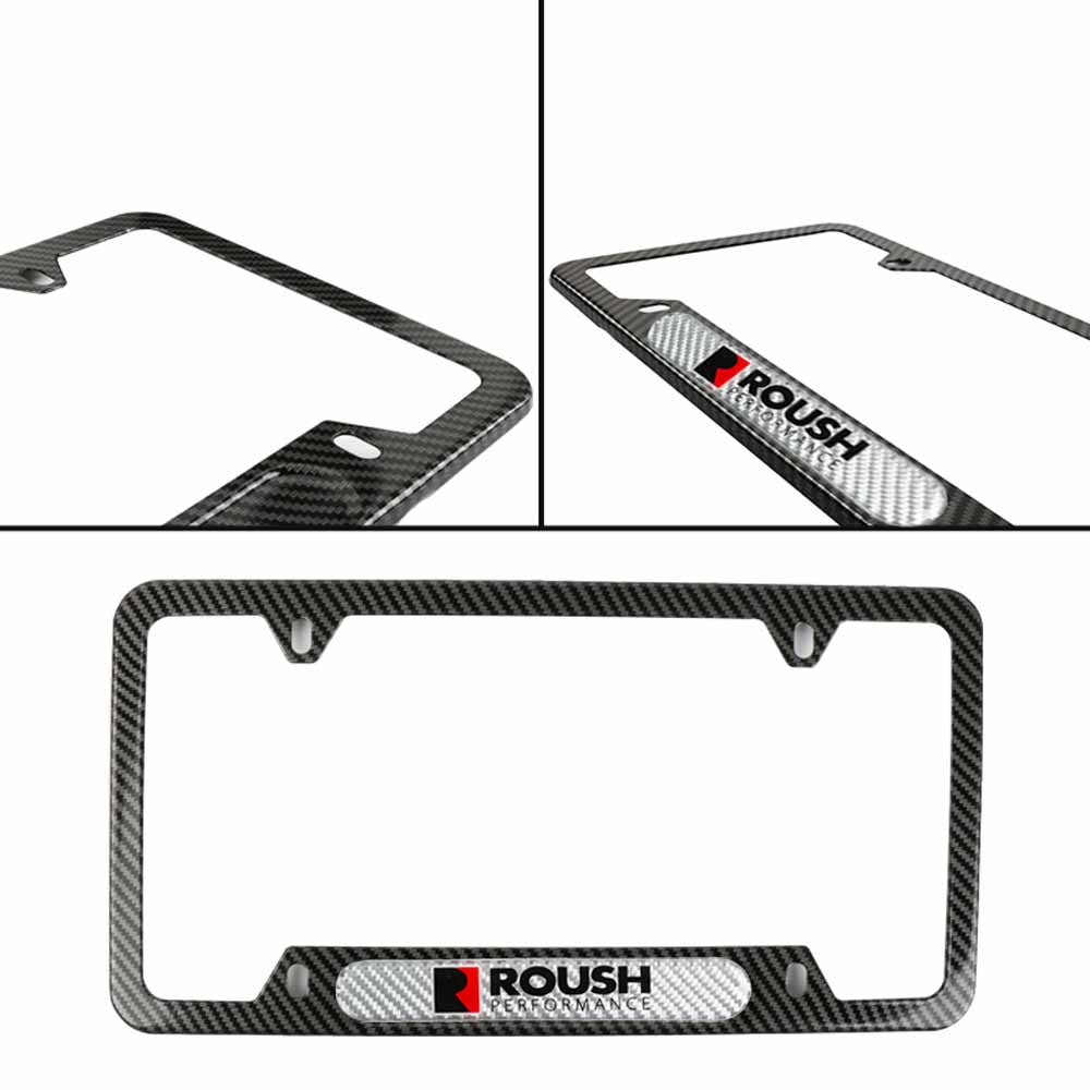 Brand New Universal 1PCS Roush Performance Carbon Fiber Look Metal License Plate Frame