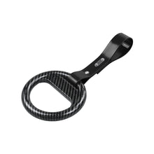 Load image into Gallery viewer, Brand New Universal Carbon Fiber Round Black Strap JDM TSURIKAWA Ring Subway Train Bus Handle Strap Charm Drift