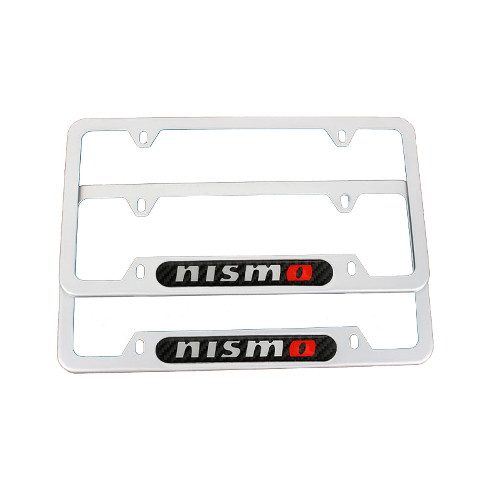 Brand New Universal 2PCS NISMO Silver Metal License Plate Frame