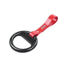 Load image into Gallery viewer, Brand New Universal Carbon Fiber Round Red Strap JDM TSURIKAWA Ring Subway Train Bus Handle Strap Charm Drift