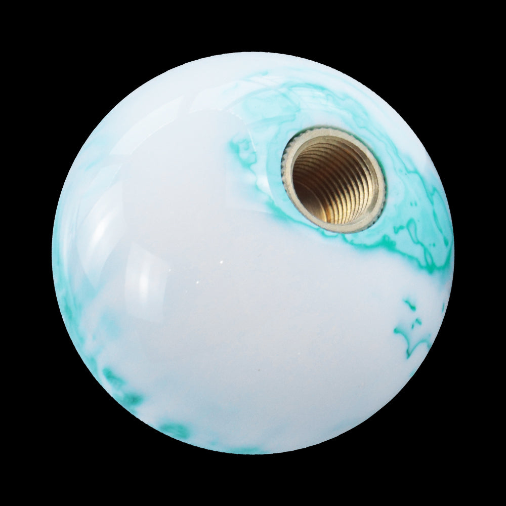 Brand New Universal Mix Pearl White/Teal Round Ball Shift Knob Car Gear MT Manual Shifter M8 M10 M12