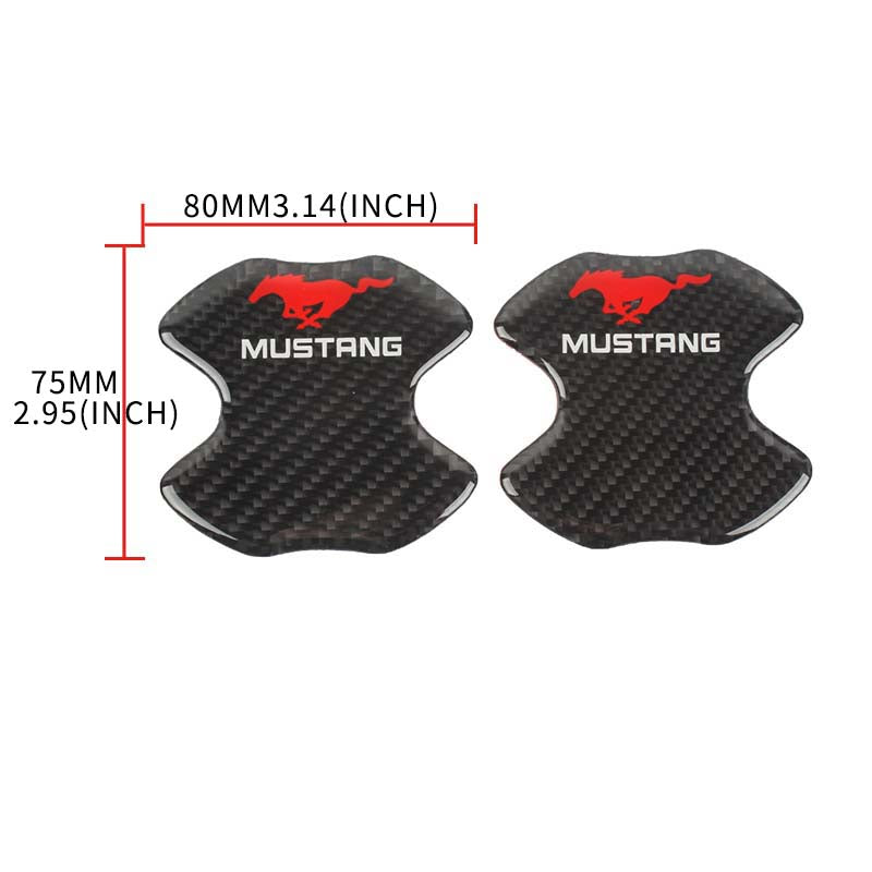 BRAND NEW UNIVERSAL 2PCS MUSTANG REAL CARBON FIBER ANTI-SCRATCH DOOR HANDLE PROTECTOR