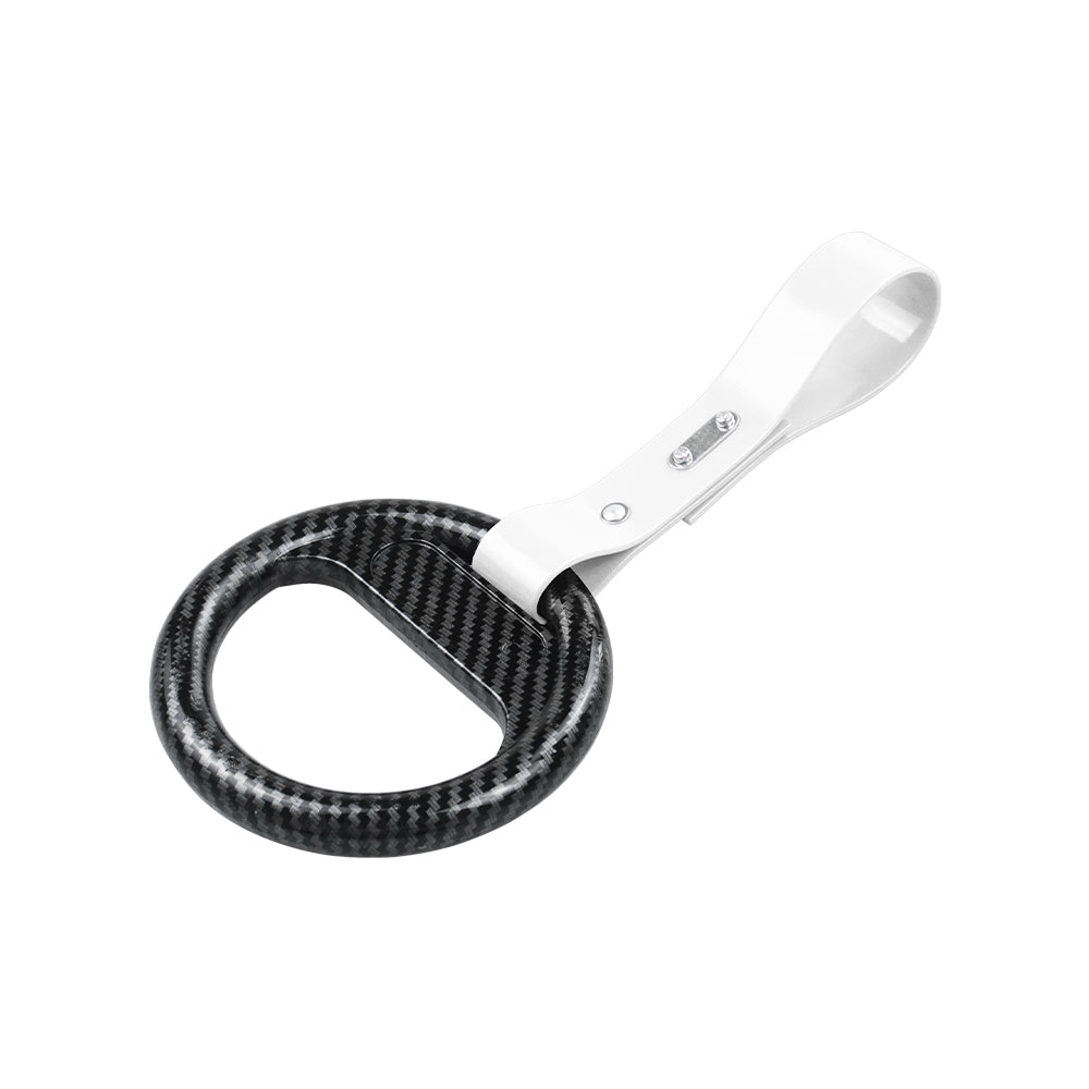 Brand New Universal Carbon Fiber Round White Strap JDM TSURIKAWA Ring Subway Train Bus Handle Strap Charm Drift