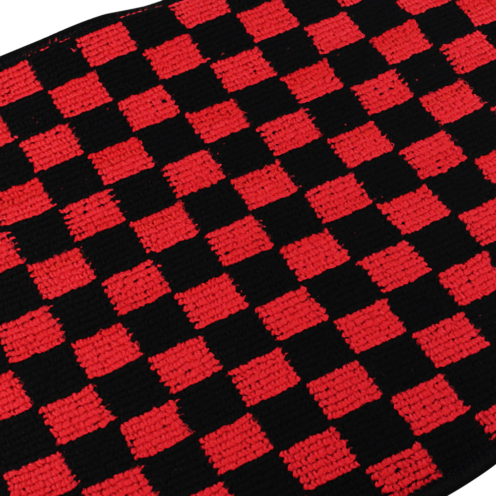 Brand New 4PCS UNIVERSAL CHECKERED Red Racing Fabric Car Floor Mats Interior Carpets