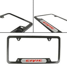 Load image into Gallery viewer, Brand New Universal 1PCS CIVIC Carbon Fiber Look Metal License Plate Frame