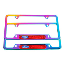 Load image into Gallery viewer, Brand New Universal 2PCS Ford Racing Neo Chrome Metal License Plate Frame