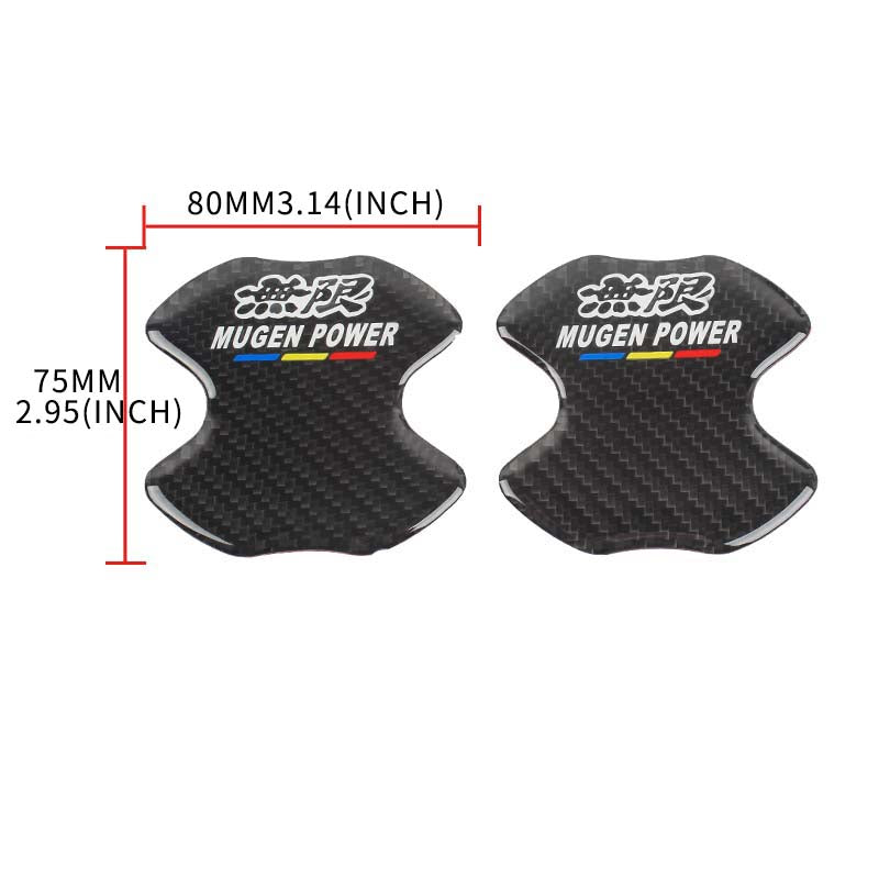 BRAND NEW UNIVERSAL 2PCS MUGEN POWER REAL CARBON FIBER ANTI-SCRATCH DOOR HANDLE PROTECTOR