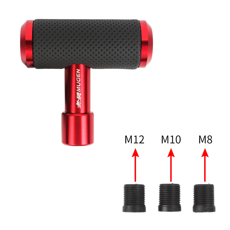 Brand New Universal MUGEN RED Aircraft Joystick Aluminum Leather Car Gear Shift Knob Shifter Lever Head M8 M10 M12