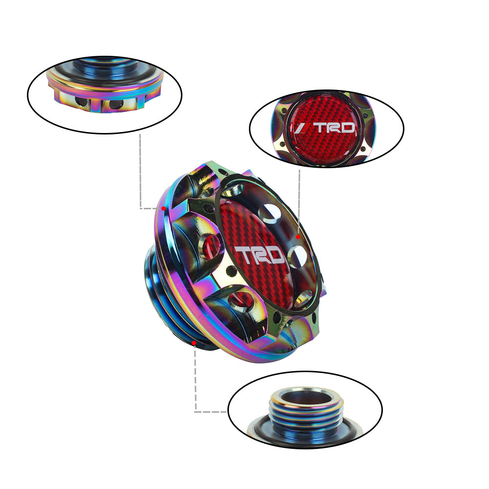 Brand New Toyota TRD Real Carbon Fiber Sticker ALUMNIUM Neo Chrome Billet Engine Oil FILLER Cap