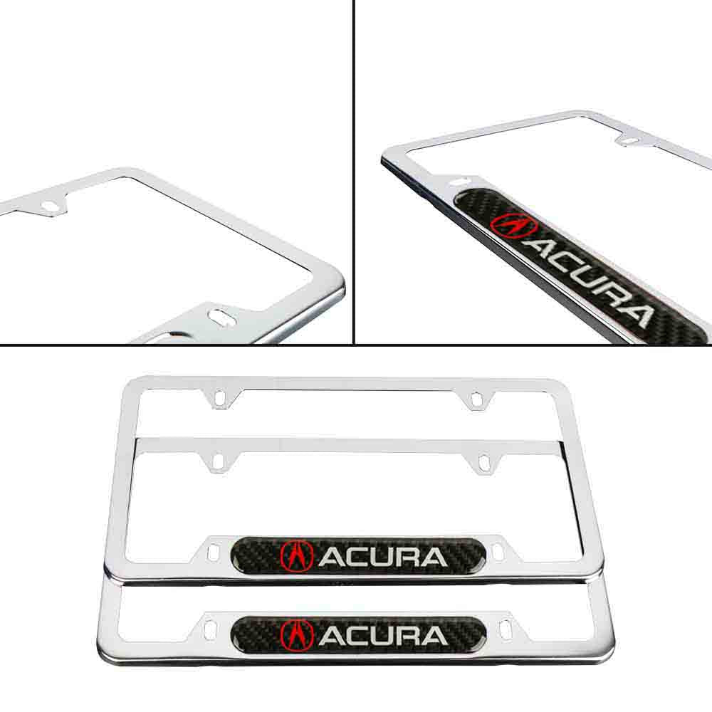 Brand New Universal 2PCS ACURA Chrome Metal License Plate Frame