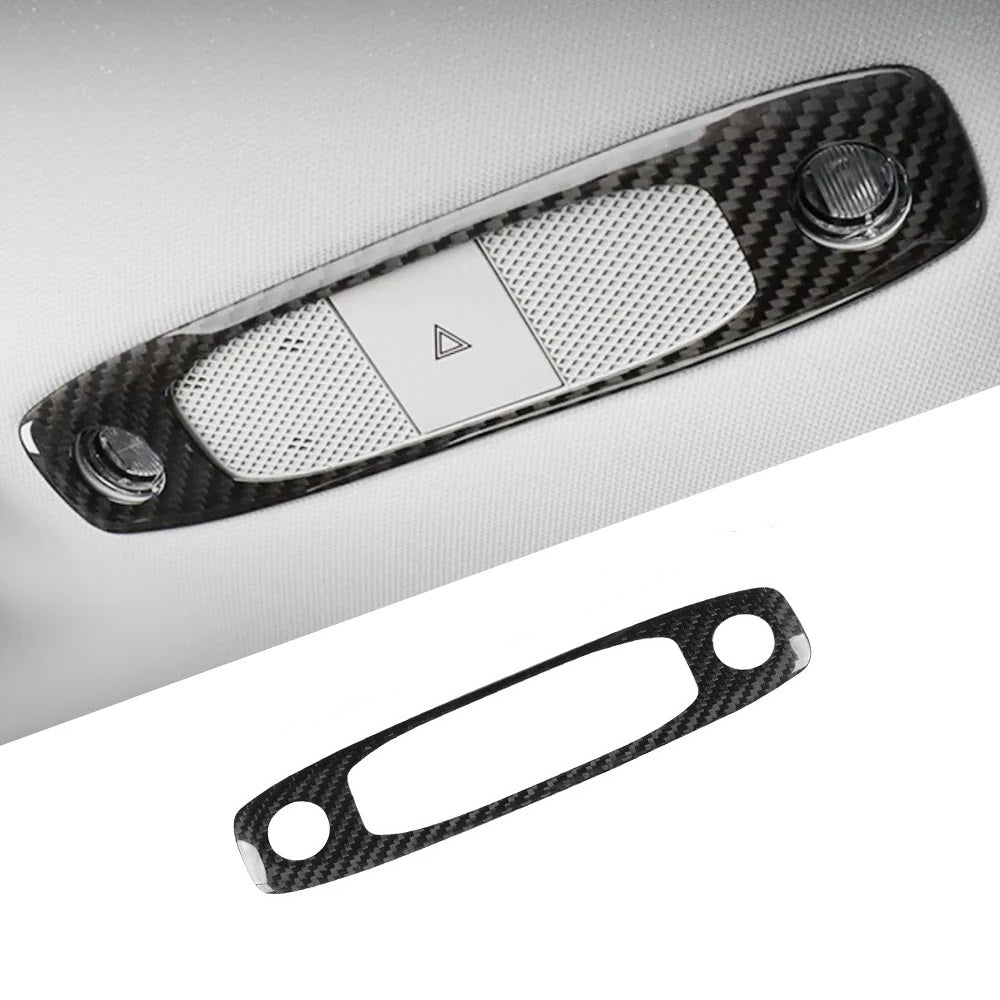 BRAND NEW 2020-2024 TESLA MODEL Y REAL CARBON FIBER MOLDED READING LIGHT COVER TRIM INTERIOR DECORATION COVER