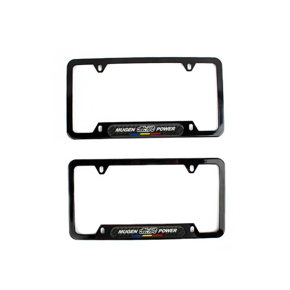 Brand New Universal 2PCS Mugen Glossy Black Metal License Plate Frame