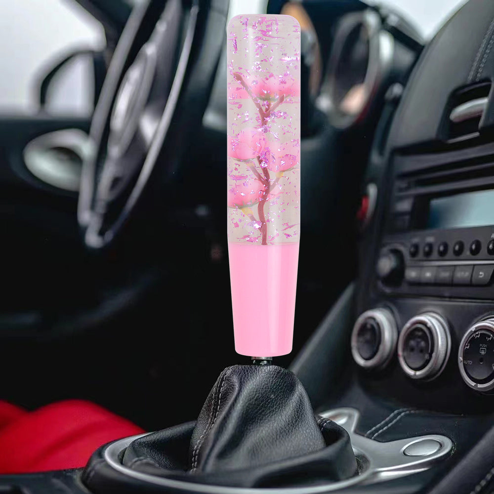 Brand New Universal 200mm Sakura Pink Glitter Rose Flowers Manual Car Gear Stick Shift Knob M8 M10 M12