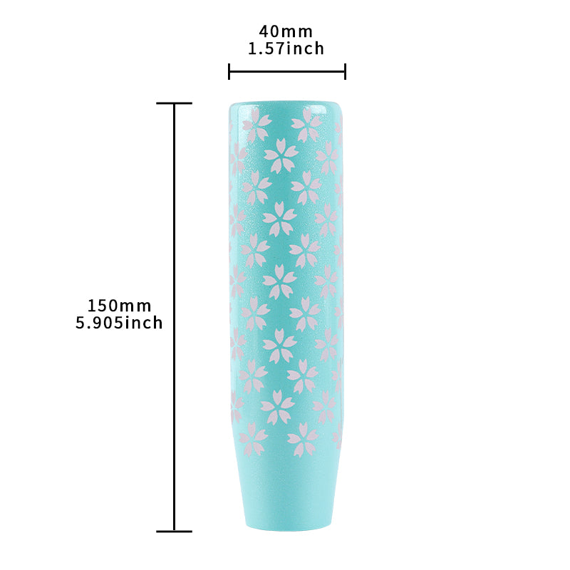 Brand New Universal 15CM Sakura Flowers Pearl Teal Long Stick Manual Car Gear Shift Knob Shifter M8 M10 M12