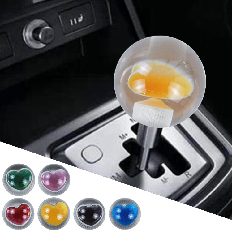 Brand New Universal Round Ball Heart Yellow Crystal Clear Manual Gear Shift Knob Shifter M8 M10 M12