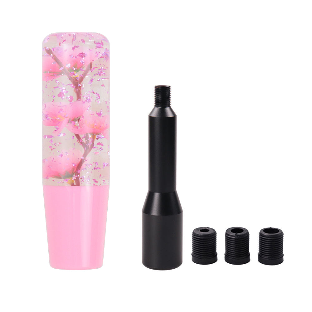 Brand New JDM Glitter Pink Rose Flowers Manuel Gear Stick Shift Knob M8 M10 M12 & Black Shifter Extender Extension