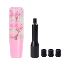 Load image into Gallery viewer, Brand New JDM Glitter Pink Rose Flowers Manuel Gear Stick Shift Knob M8 M10 M12 &amp; Black Shifter Extender Extension