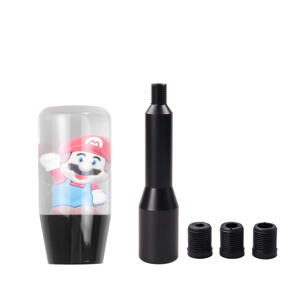 Brand New Universal Acrylic Clear Crystal Super Mario Bros Manuel Gear Stick Shift Knob M8 M10 M12 & Black Shifter Extender Extension