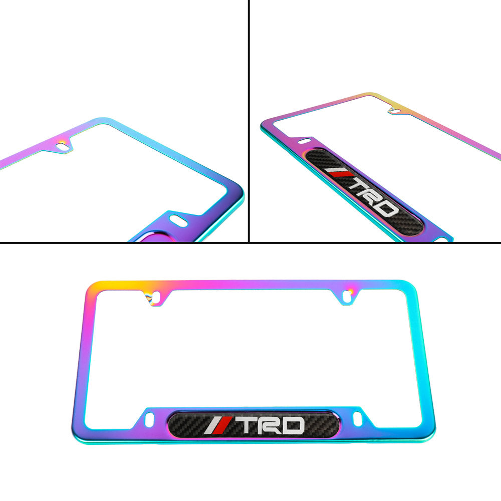 Brand New Universal 1PCS TRD Neo Chrome Metal License Plate Frame