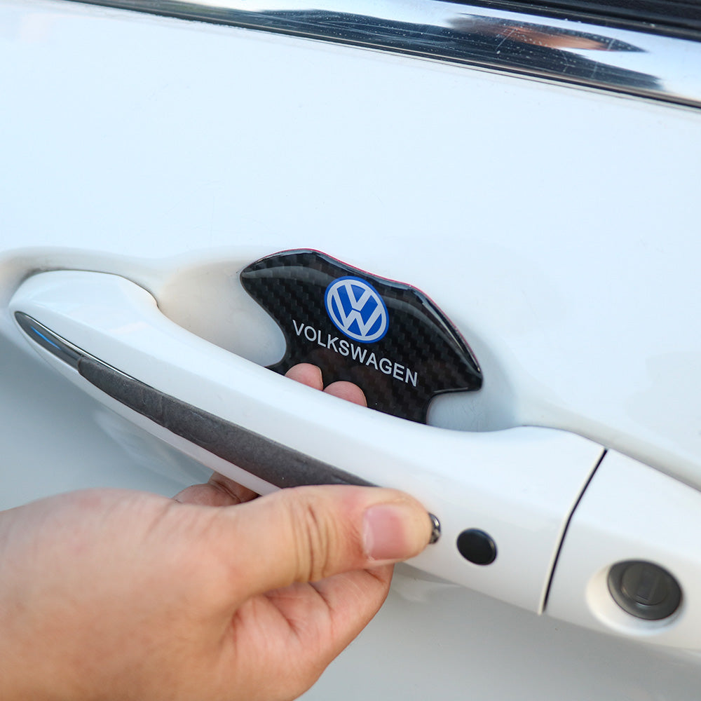 BRAND NEW UNIVERSAL 2PCS VOLKSWAGEN REAL CARBON FIBER ANTI-SCRATCH DOOR HANDLE PROTECTOR