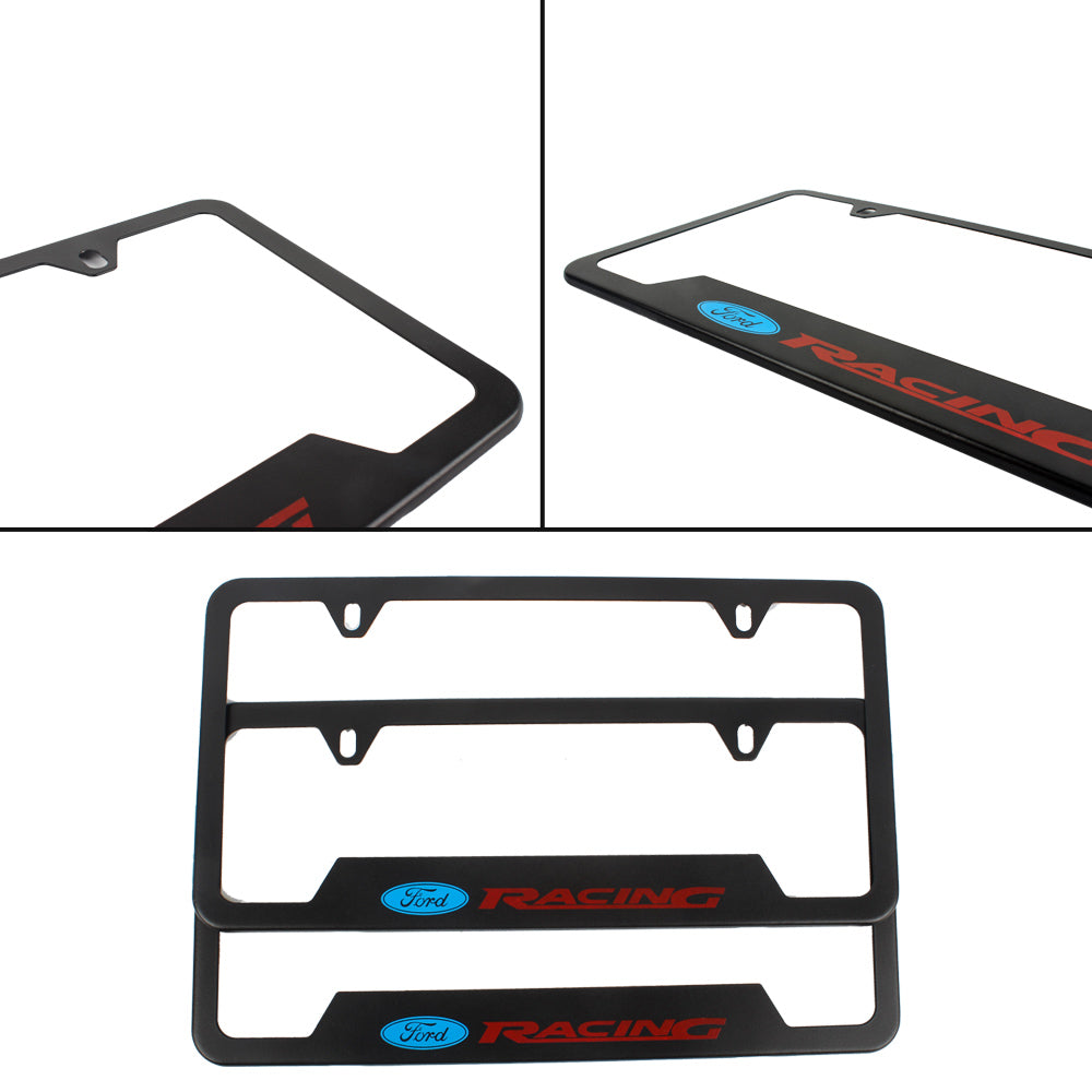 Brand New Universal 2PCS Ford Racing Metal Black License Plate Frame