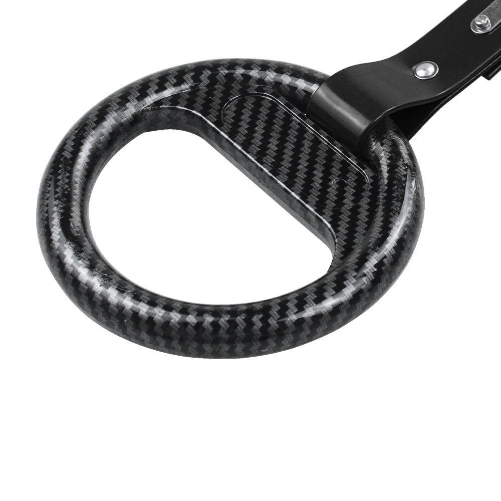 Brand New Universal Carbon Fiber Round Black Strap JDM TSURIKAWA Ring Subway Train Bus Handle Strap Charm Drift