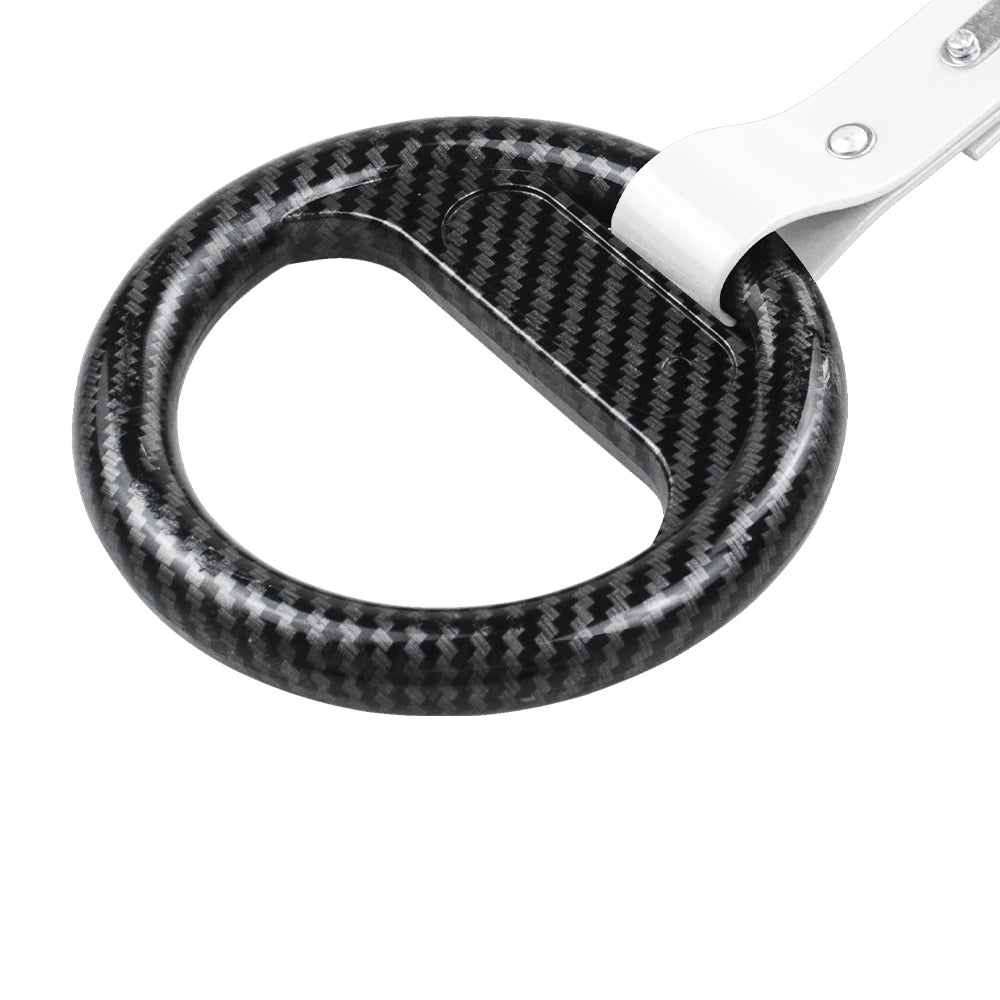 Brand New Universal Carbon Fiber Round White Strap JDM TSURIKAWA Ring Subway Train Bus Handle Strap Charm Drift