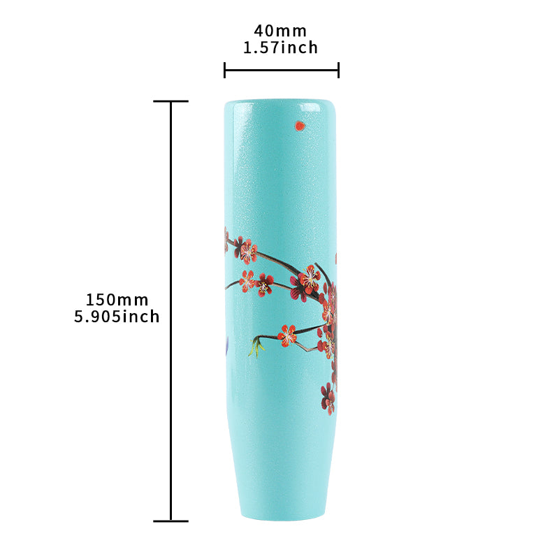 Brand New Universal 15CM Sakura Flowers Pearl Teal Long Stick Manual Car Gear Shift Knob Shifter M8 M10 M12