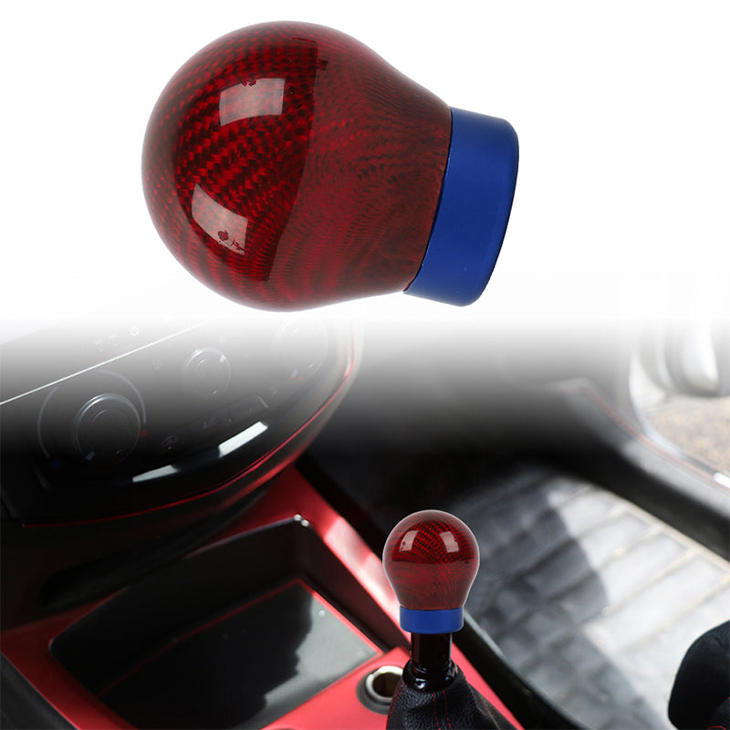 Brand New Universal Real Carbon Fiber Red Round Ball Manual Car Racing Gear Shift Knob Shifter M12 M10 M8