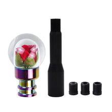 Load image into Gallery viewer, Brand New Universal Acrylic Clear Crystal Red Rose Flower Ball Manuel Gear Stick Shift Knob M8 M10 M12 &amp; Black Shifter Extender Extension