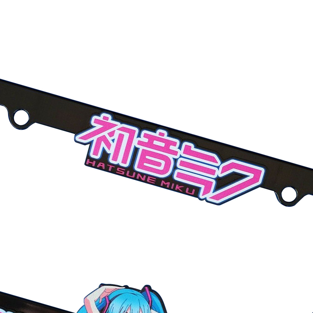 Brand New Universal 2PCS Anime Hatsune Miku ABS Plastic Black License Plate Frame