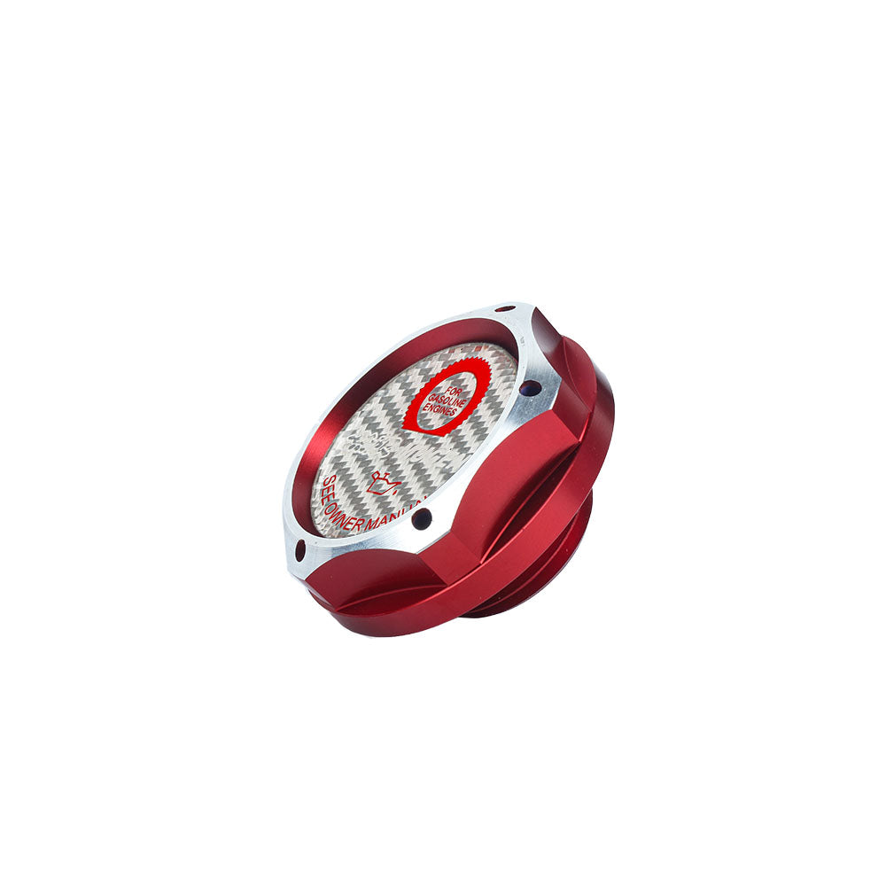 Brand New Jdm Red Engine Oil Cap With Real Carbon Fiber Mugen Sticker Emblem For Honda / Acura