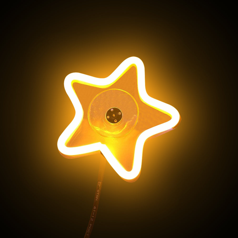 BRAND NEW UNIVERSAL STAR SHAPED YELLOW LED Neon Flash Light Car Window Glow Electric Remote Control Lamp