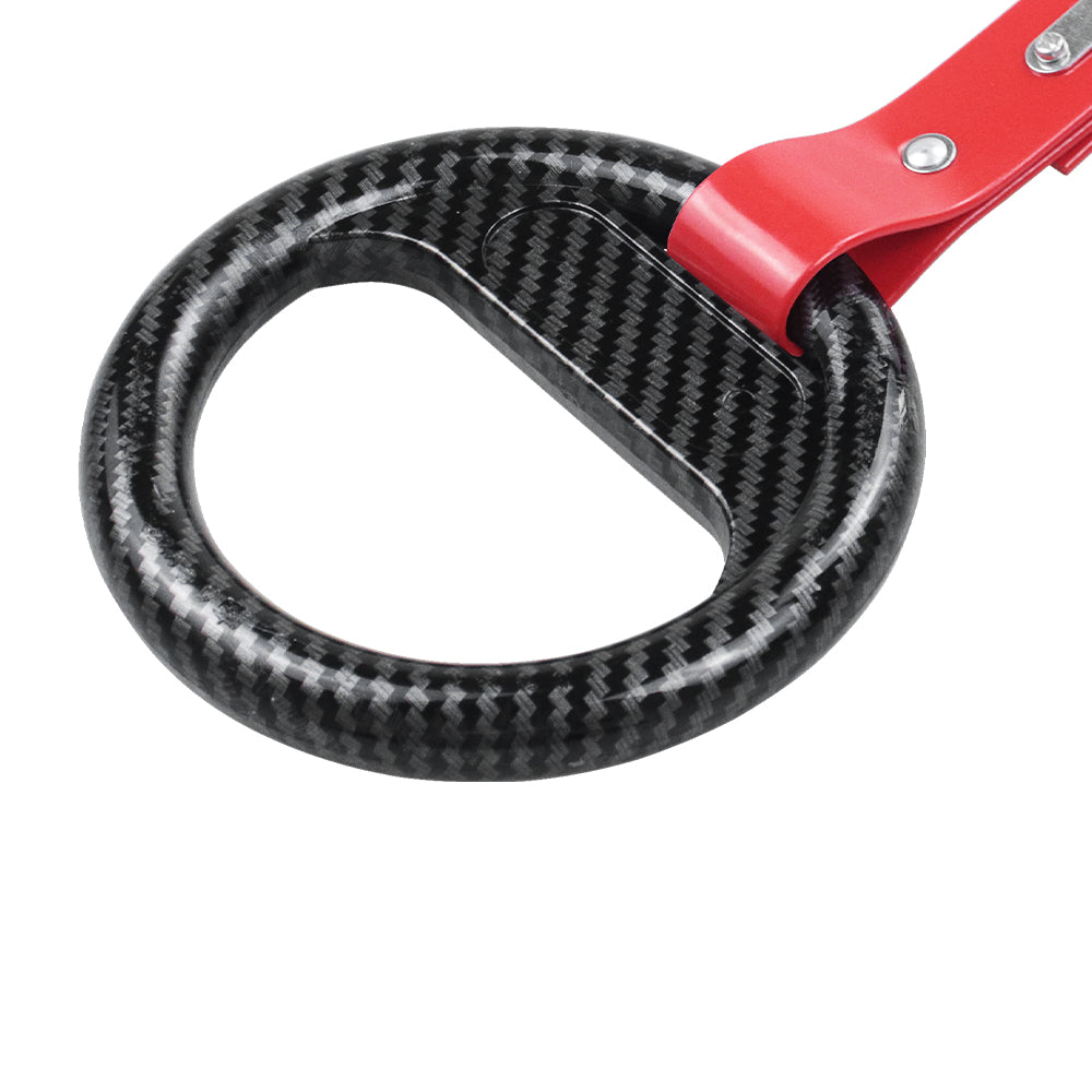 Brand New Universal Carbon Fiber Round Red Strap JDM TSURIKAWA Ring Subway Train Bus Handle Strap Charm Drift