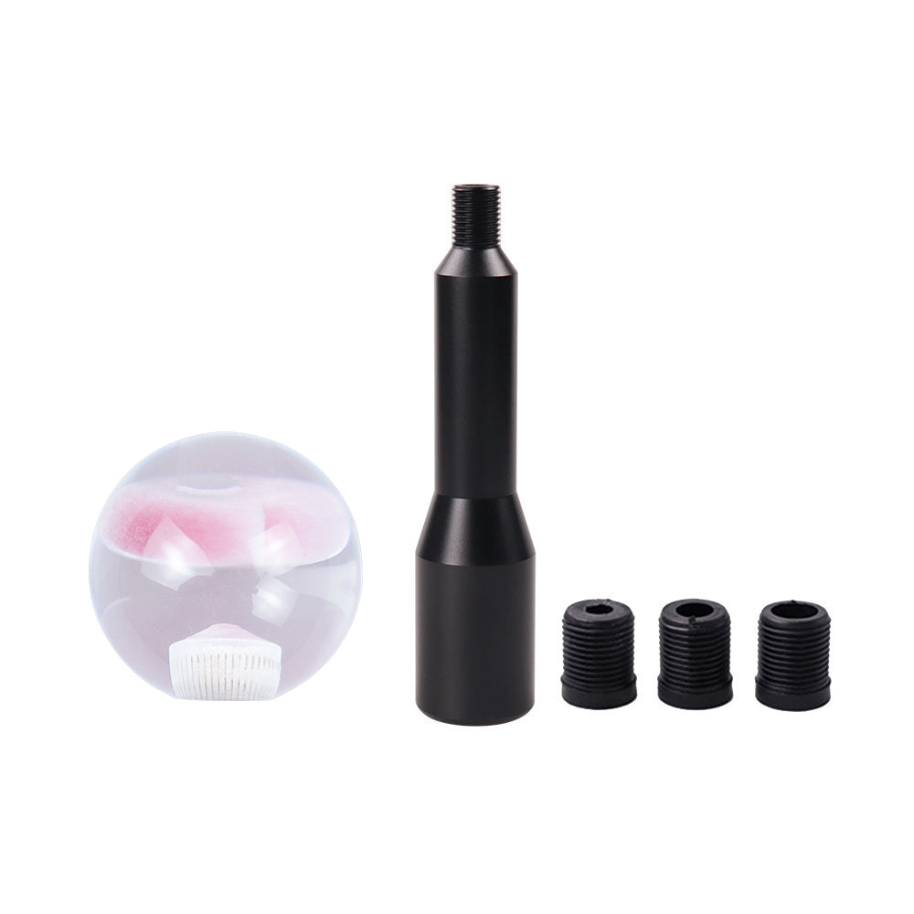 Brand New Universal Round Ball Heart Pink Crystal Clear Manual Gear Shift Knob Shifter M8 M10 M12 & Black Shifter Extender Extension