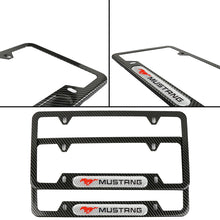 Load image into Gallery viewer, Brand New Universal 2PCS Mustang Carbon Fiber Look Metal License Plate Frame