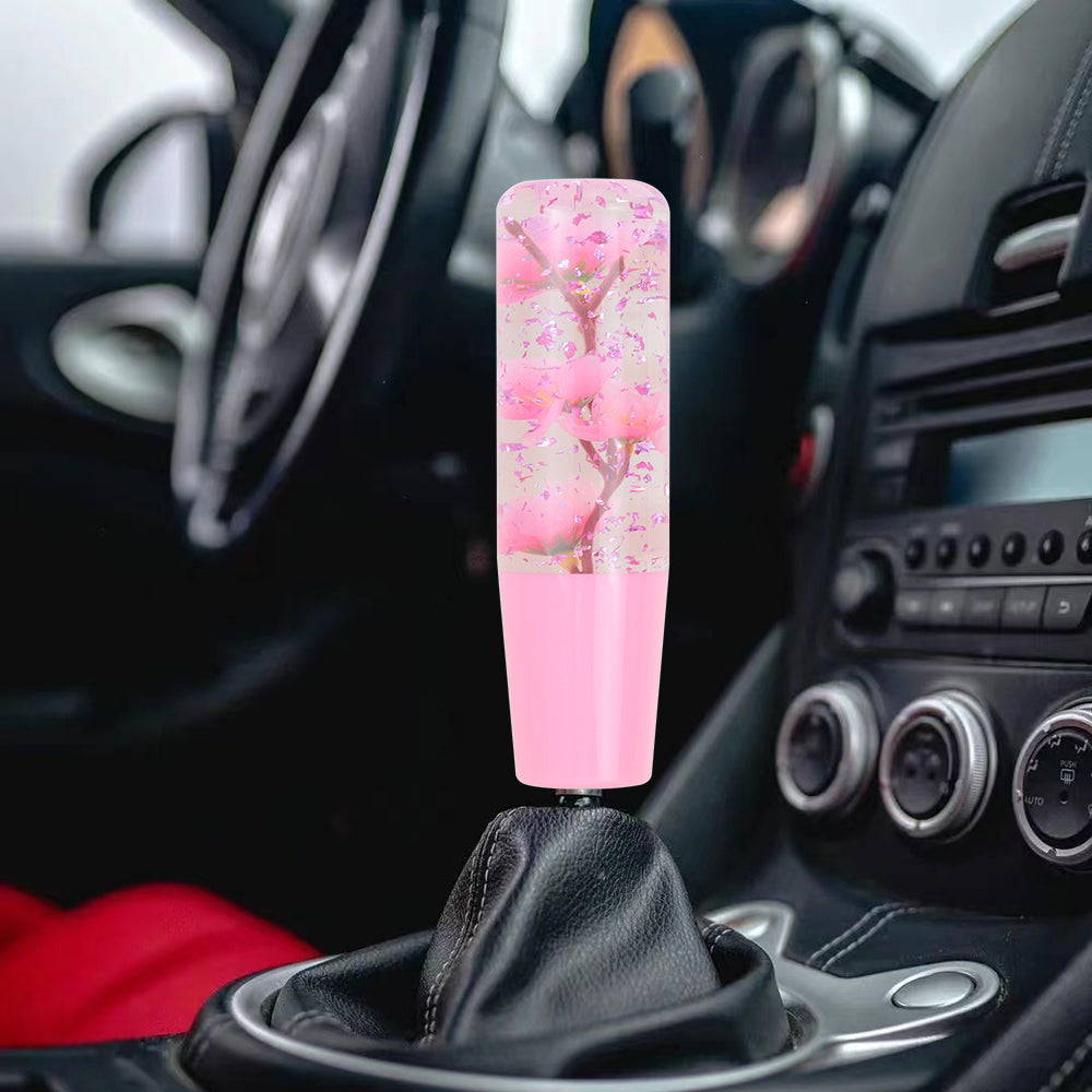 Brand New Universal 150mm Sakura Pink Glitter Rose Flowers Manual Car Gear Stick Shift Knob M8 M10 M12