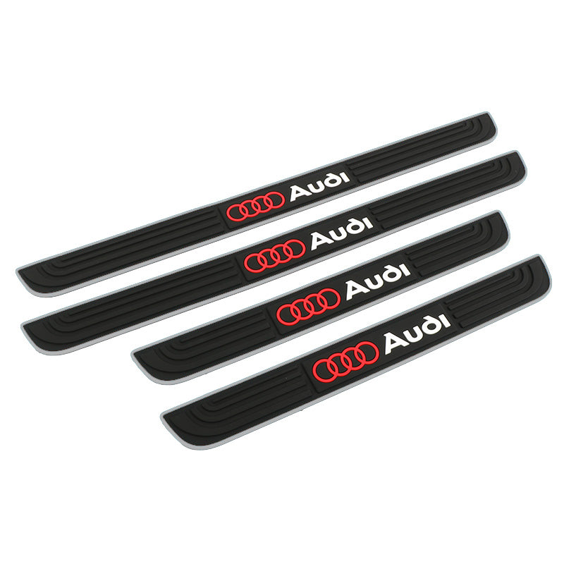 Brand New 4PCS Universal Audi Silver Rubber Car Door Scuff Sill Cover Panel Step Protector