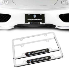 Load image into Gallery viewer, Brand New Universal 2PCS FORD MUSTANG GT Chrome Metal License Plate Frame