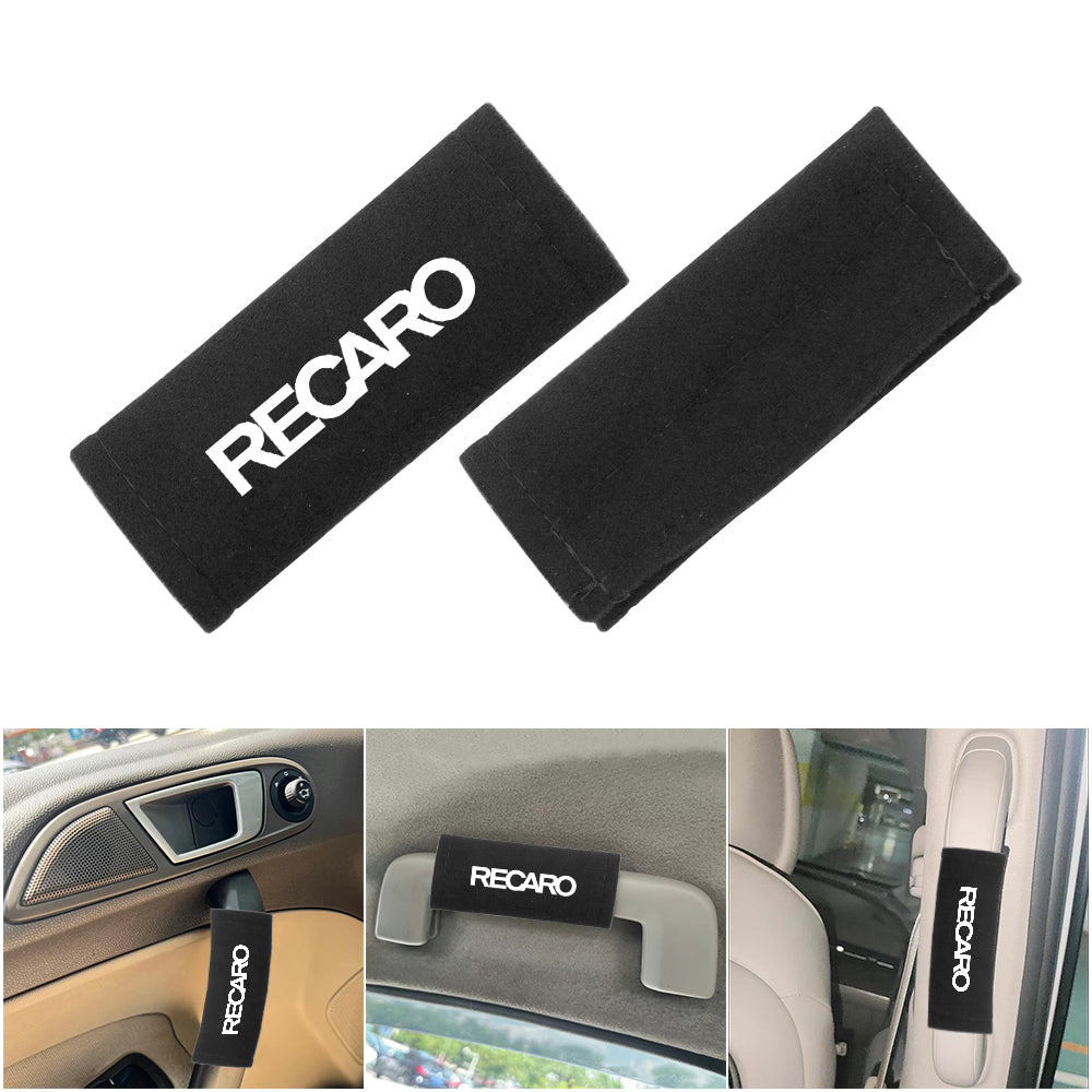 BRAND NEW UNIVERSAL JDM Recaro Black Suede Roof Safety Handle Ceiling Handrail Cover Pull Handle Racing