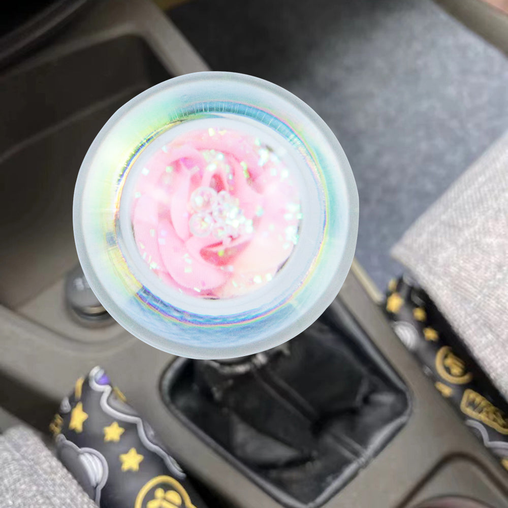 Brand New Universal Acrylic Clear Crystal Pink Rose Flower Ball Gear Shift Knob Manual M8 M10 M12