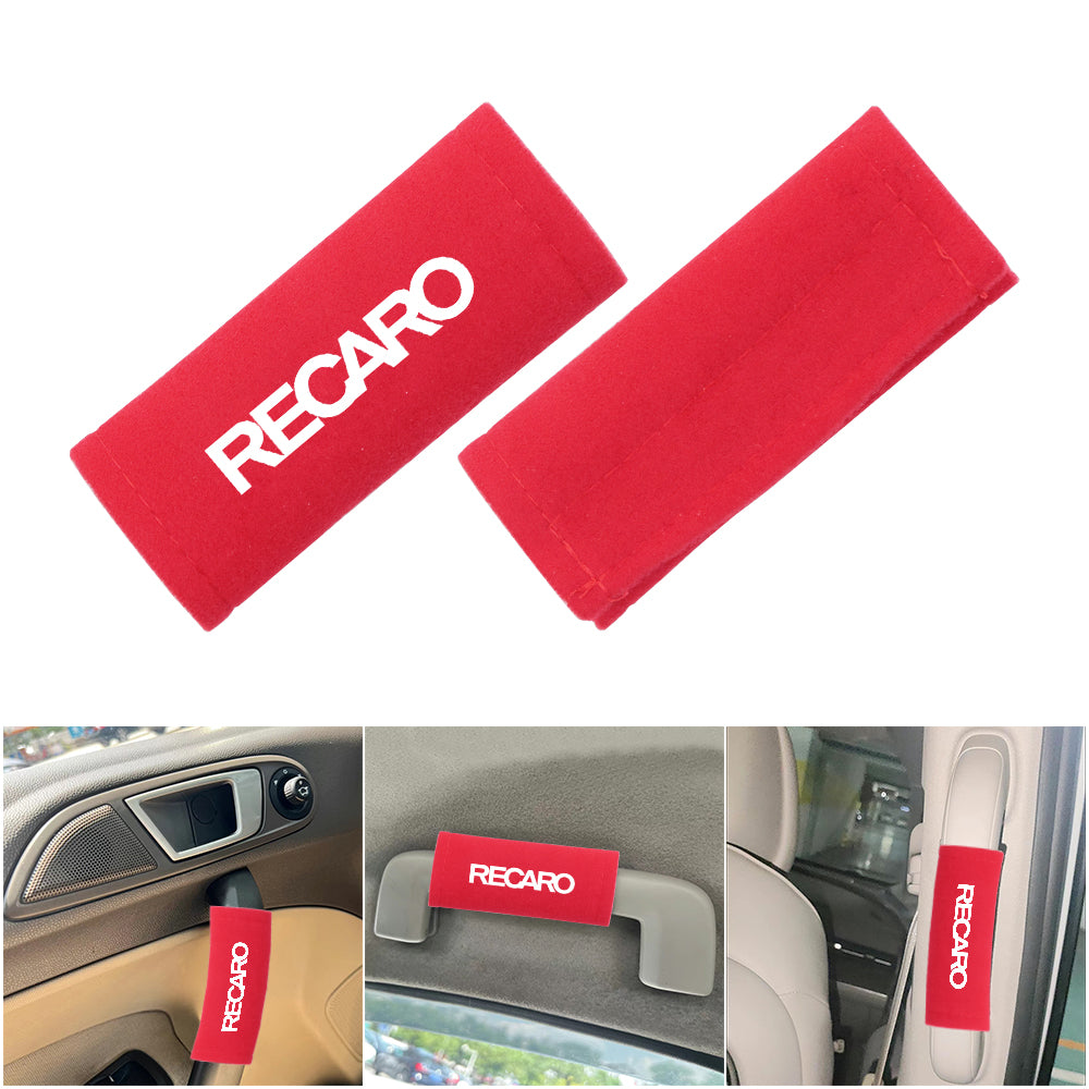 BRAND NEW UNIVERSAL JDM Recaro Red Suede Roof Safety Handle Ceiling Handrail Cover Pull Handle Racing